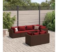 vidaXL 7-delige Loungeset met kussens poly rattan bruin3308189 G