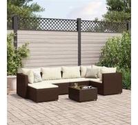vidaXL 7-delige Loungeset met kussens poly rattan bruin3308217 G