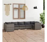 vidaXL 7-delige Loungeset met kussens poly rattan grijs3101957 Gris G