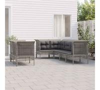 vidaXL 7-delige Loungeset met kussens poly rattan grijs3187541 Gris G