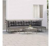7-delige Loungeset met kussens poly rattan grijs3187553