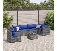 vidaXL 7-delige Loungeset met kussens poly rattan grijs3308183 G