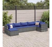 vidaXL 7-delige Loungeset met kussens poly rattan grijs3308231 G