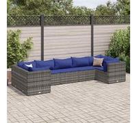 vidaXL 7-delige Loungeset met kussens poly rattan grijs3308263 Gris G
