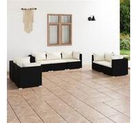 vidaXL Salon de jardin 7 pcs avec coussins Résine tressée Noir
