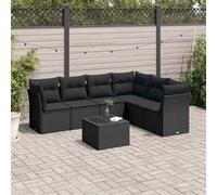 vidaXL 7-delige Loungeset met kussens poly rattan zwart3249524 G