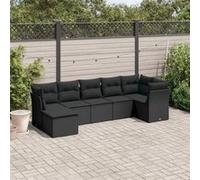 Vidaxl Salon De Jardin 7 Pcs Avec Coussins Noir Résine Tressée