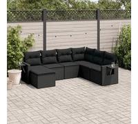 vidaXL 7-delige Loungeset met kussens poly rattan zwart3252832 Noir G
