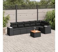 7-delige Loungeset met kussens poly rattan zwart3257784