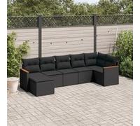 Vidaxl Salon De Jardin 7 Pcs Avec Coussins Noir Résine Tressée