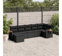 vidaXL 7-delige Loungeset met kussens poly rattan zwart3259430 Noir G