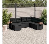 Vidaxl Salon De Jardin 7 Pcs Avec Coussins Noir Résine Tressée