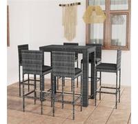 7-delige Tuinbarset met kussens poly rattan grijs3064799