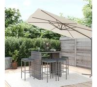 Vidaxl Ensemble De Bar De Jardin 7 Pcs Avec Coussins Gris Poly Rotin