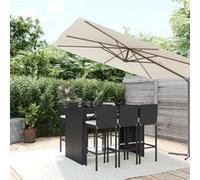 vidaXL Ensemble de bar de jardin 7 pcs avec coussins noir poly rotin, ensemble de table de bar, table et chaise de bar, ensemble table de bar et tabouret Noir