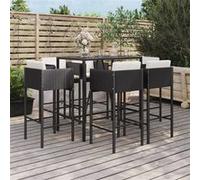 vidaXL 7-delige Tuinbarset met kussens poly rattan zwart3200658 Noir G
