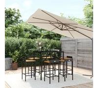Vidaxl Ensemble De Bar Jardin 7 Pcs Noir Poly Rotin/Bois Massif Acacia