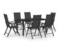 Ensemble à Dîner de Jardin 7 pcs Aluminium Argenté et Noir Extérieur vidaXL