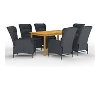 Vidaxl Ensemble De Salle À Manger De Jardin 7 Pcs Gris Foncé