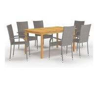 vidaXL Ensemble de salle à manger de jardin 7 pièces 3067788 Gris