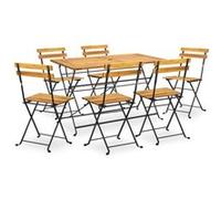 vidaXL Mobilier de dîner d'extérieur 7 pcs pliable en bois d'acacia massif résistant aux intempéries