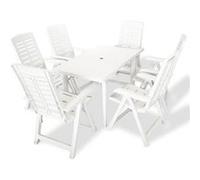 vidaXL Mobilier à dîner d'extérieur 7 pcs Plastique Blanc 275075