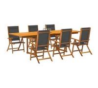 Vidaxl Ensemble À Manger De Jardin 7pcs Bois D'acacia Solide Textilène