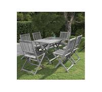 Vidaxl Mobilier À Dîner De Jardin 7 Pcs Bois D'acacia Massif Gris