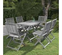 vidaXL 7-delige Tuinset massief acaciahout grijs3057871 Gris G
