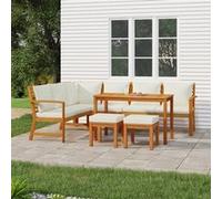 Vidaxl Ensemble De Salle À Manger De Jardin Coussins 7 Pcs Bois Acacia