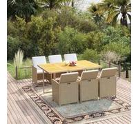 vidaXL 7-delige Tuinset met kussens poly rattan beige3095554 Beige G