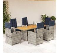 Vidaxl Ensemble À Manger De Jardin Et Coussins 7 Pcs Beige Poly Rotin