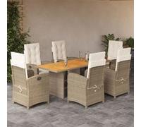 vidaXL Ensemble à Manger de Jardin avec Coussins 7 pcs, Table et Chaise de Terrasse, Meubles de Patio, Mobilier d'Extérieur,
