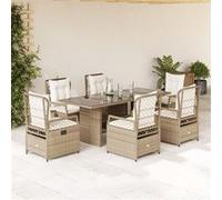 Vidaxl Ensemble À Manger De Jardin Et Coussins 7 Pcs Beige Poly Rotin
