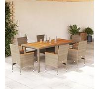 vidaXL 7-delige Tuinset met kussens poly rattan en acaciahout beige3278643 Beige G