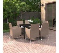 vidaXL 7-delige Tuinset met kussens poly rattan en glas3099706 Beige G