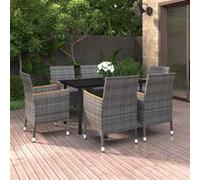 7-delige Tuinset met kussens poly rattan en glas3099778