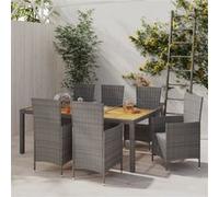 Vidaxl Salon De Jardin 7 Pcs Avec Coussins Résine Tressée Gris