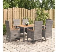Ensemble à manger de jardin 9 pcs coussins gris résine tressée vidaXL