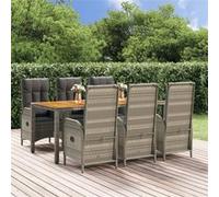 vidaXL 7-delige Tuinset met kussens poly rattan grijs3185042 Gris G