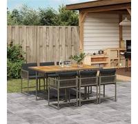 Vidaxl Ensemble À Manger De Jardin Et Coussins 7 Pcs Gris Rotin