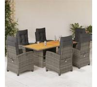 vidaXL 7-delige Tuinset met kussens poly rattan grijs3212710 G