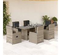 Vidaxl Ensemble À Manger De Jardin Et Coussins 7 Pcs Gris Clair Rotin