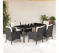 vidaXL 7-delige Tuinset met kussens poly rattan zwart3211846 G