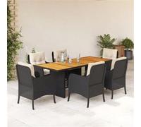 vidaXL 7-delige Tuinset met kussens poly rattan zwart3211894 G