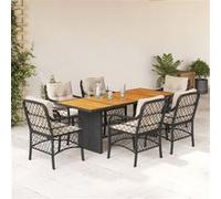 Ensemble à Manger de Jardin avec Coussins Meubles 7 pcs Résine Tressée vidaXL