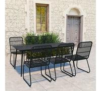 vidaXL 7-delige Tuinset poly rattan en glas3060247 Noir G
