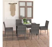 Vidaxl Ensemble De Salle À Manger De Jardin 7 Pcs Résine Tressée Gris