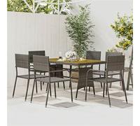 Vidaxl Mobilier À Dîner D'extérieur 7 Pcs Résine Tressée Gris Gris