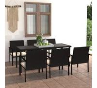 Vidaxl Ensemble De Salle À Manger De Jardin 7 Pcs Résine Tressée Noir